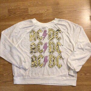 Women's Grey and White Sweatshirt